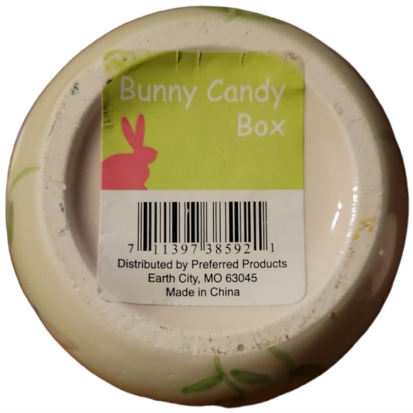 Vtg Bunny Candy Box Bowl Dish Egg Rabbit Ceramic Flowers Dragonfly Bee Ladybug - Picture 9 of 9